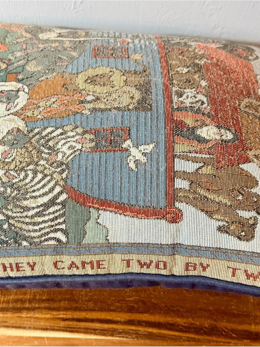 Vintage Noah's Ark Tapestry Pillow with Animals - Multicolor
